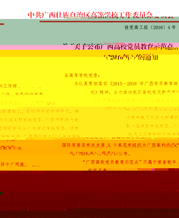 365黨總支入選2016年“廣西高校黨員教育示範點單位”
